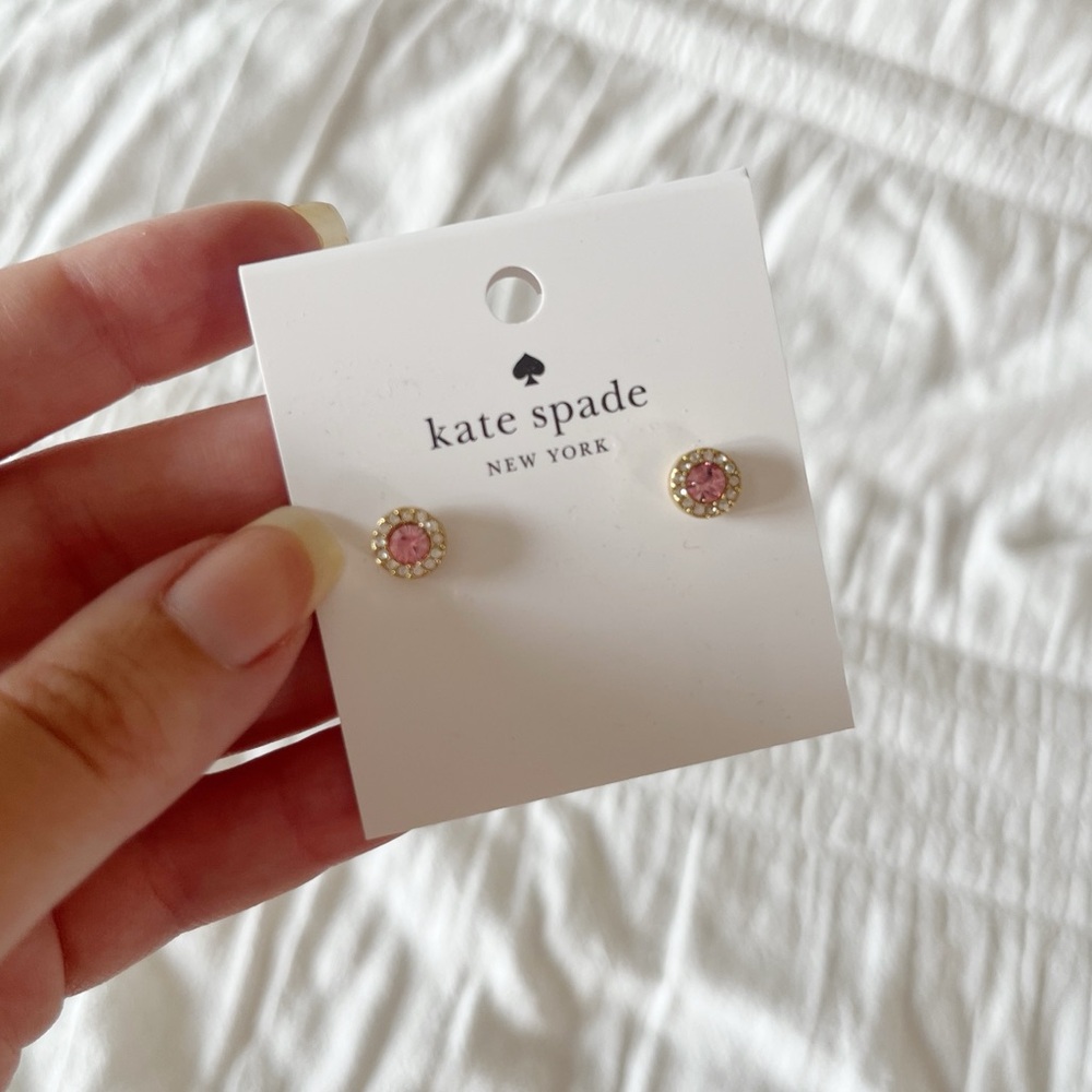 NWT KATE SPADE Pink Pave Stud Earrings